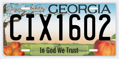 GA license plate CIX1602
