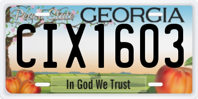 GA license plate CIX1603
