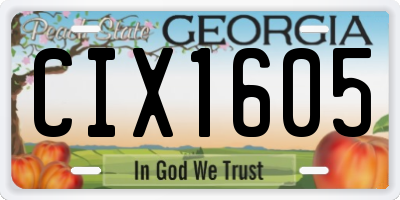 GA license plate CIX1605