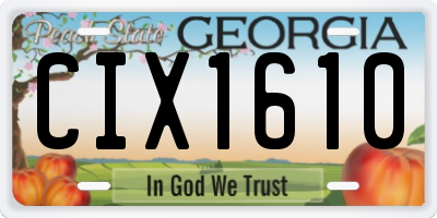 GA license plate CIX1610