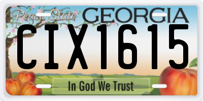 GA license plate CIX1615