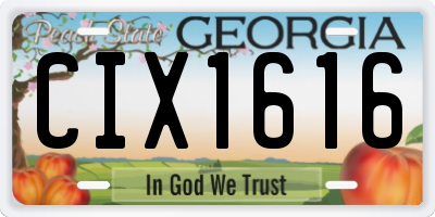 GA license plate CIX1616