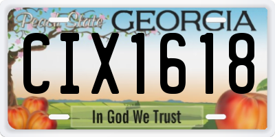 GA license plate CIX1618