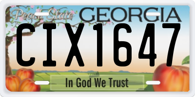 GA license plate CIX1647