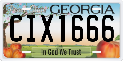 GA license plate CIX1666