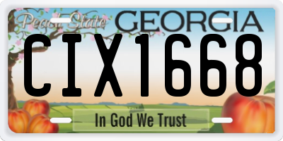 GA license plate CIX1668