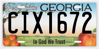 GA license plate CIX1672