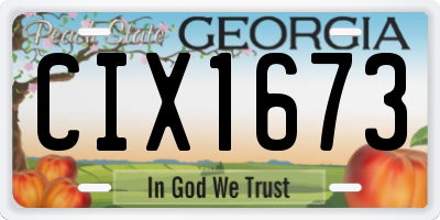GA license plate CIX1673