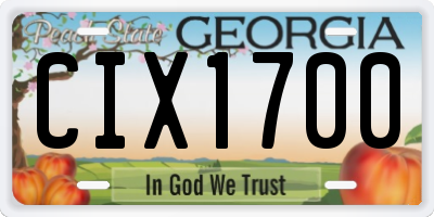 GA license plate CIX1700