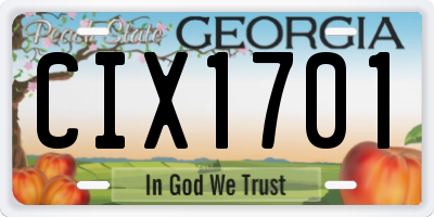 GA license plate CIX1701