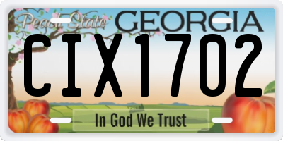 GA license plate CIX1702