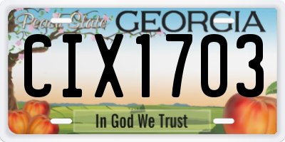 GA license plate CIX1703