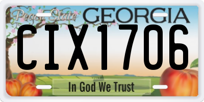 GA license plate CIX1706