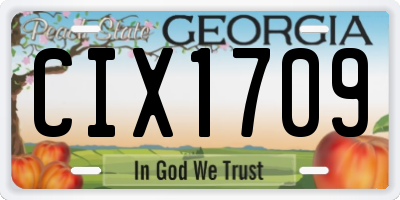 GA license plate CIX1709