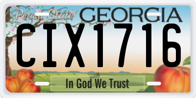 GA license plate CIX1716