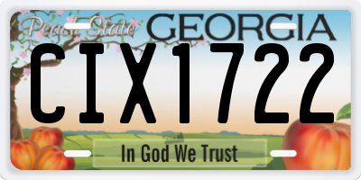 GA license plate CIX1722