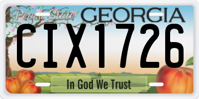GA license plate CIX1726