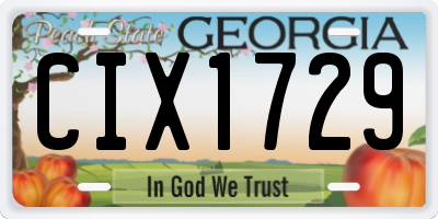 GA license plate CIX1729