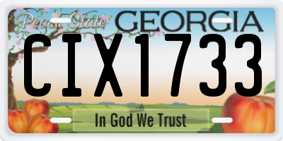 GA license plate CIX1733
