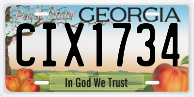 GA license plate CIX1734