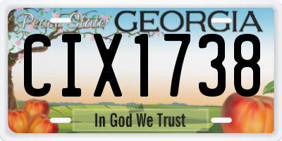 GA license plate CIX1738