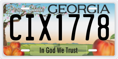 GA license plate CIX1778