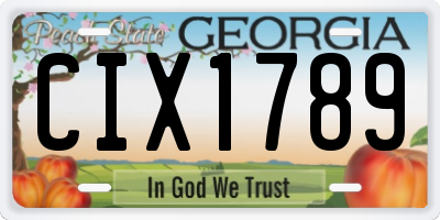 GA license plate CIX1789
