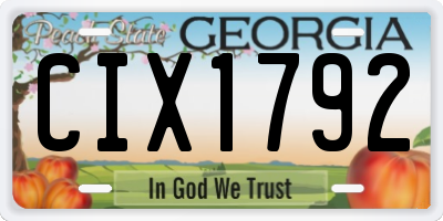 GA license plate CIX1792