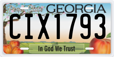GA license plate CIX1793