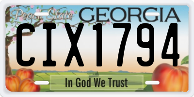 GA license plate CIX1794