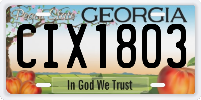 GA license plate CIX1803