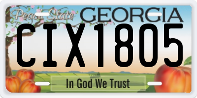 GA license plate CIX1805