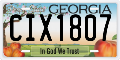 GA license plate CIX1807
