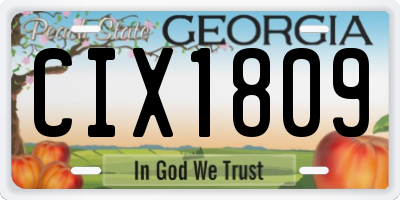 GA license plate CIX1809