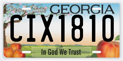 GA license plate CIX1810