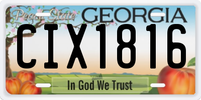 GA license plate CIX1816