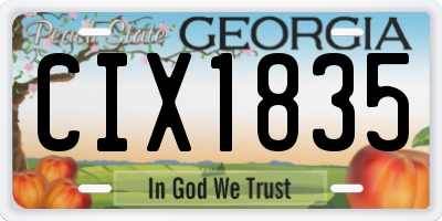 GA license plate CIX1835