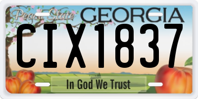 GA license plate CIX1837