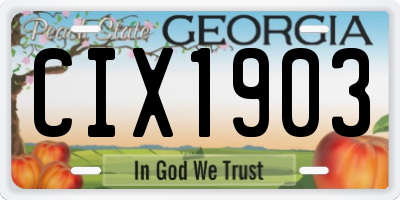 GA license plate CIX1903