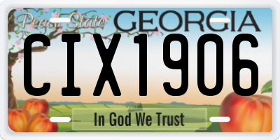 GA license plate CIX1906