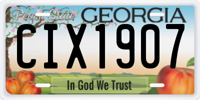 GA license plate CIX1907