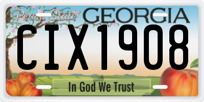 GA license plate CIX1908