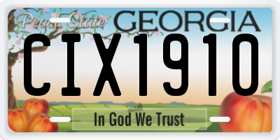GA license plate CIX1910