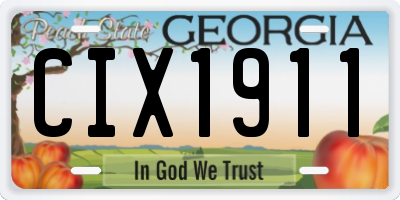 GA license plate CIX1911