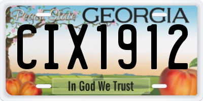 GA license plate CIX1912