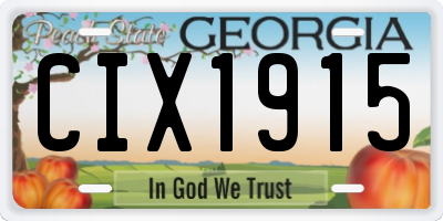 GA license plate CIX1915
