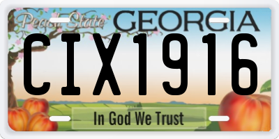 GA license plate CIX1916