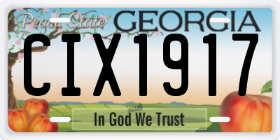 GA license plate CIX1917