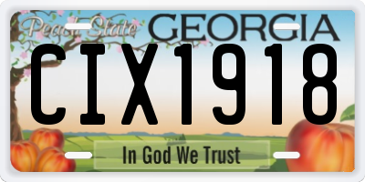 GA license plate CIX1918