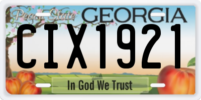 GA license plate CIX1921
